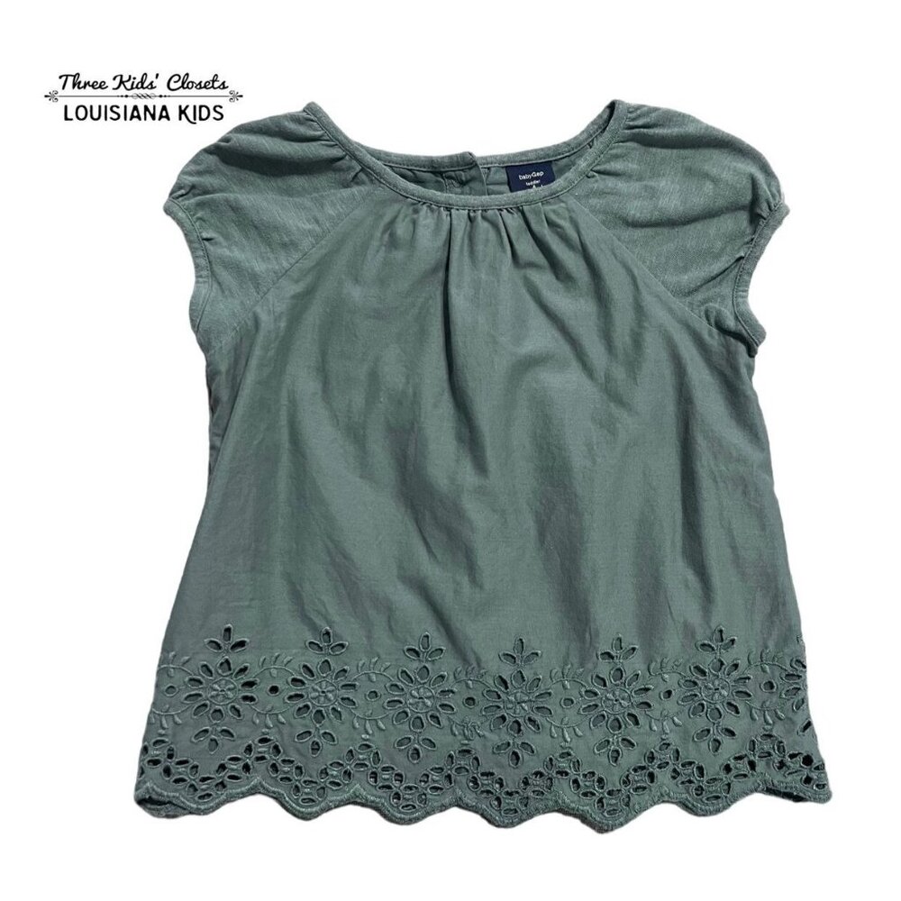 Baby Gap 4Y Green Eyelet Blouse Shirt